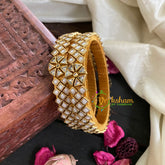 Kada Kundan Bangle -White Matt Star-G4871